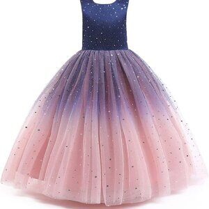 Brand New Girls Navy Pink Tulle Wedding Dress 13-14Y